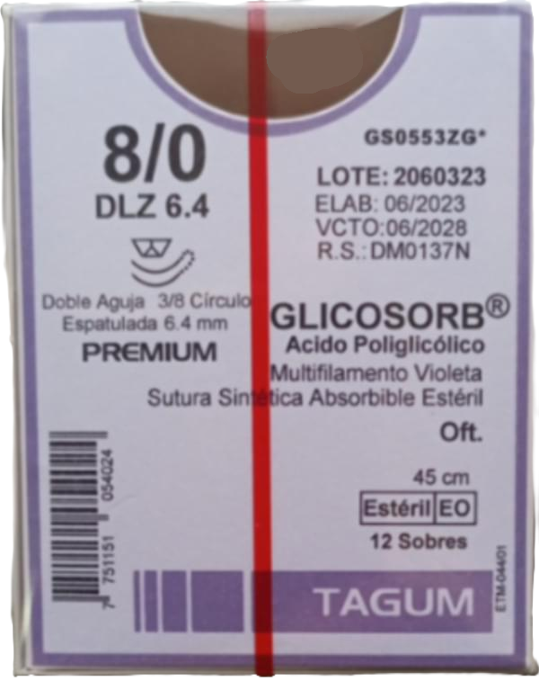 ACIDO POLIGLICOLICO 8/0 DOBLE AGUJA ESPATULADA