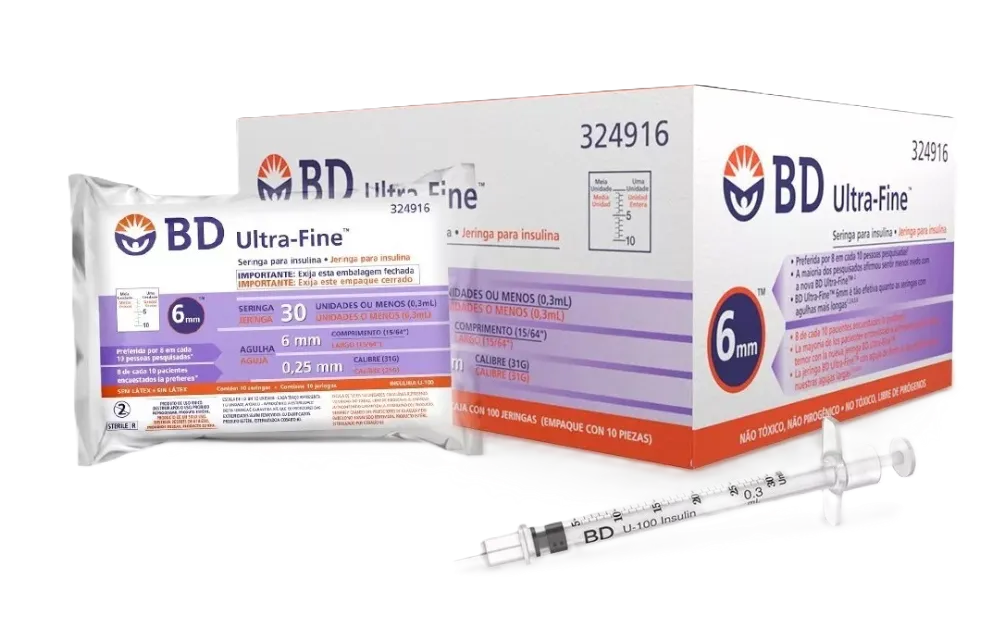 JERINGA DE INSULINA DE 0.3 ML X 100 UND