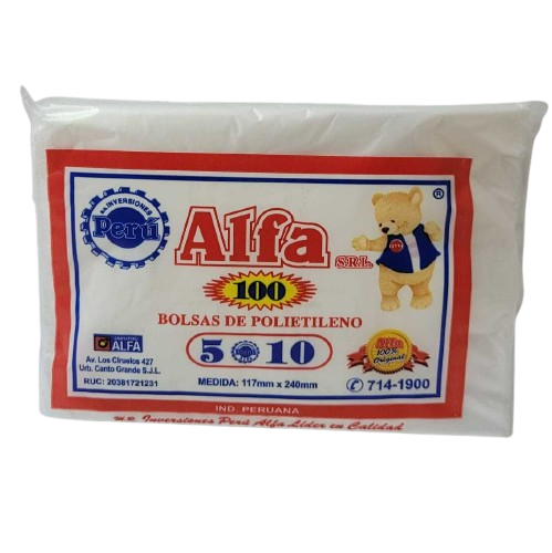 BOLSA DE PLASTICO DE 5 X 10 X 100 UND