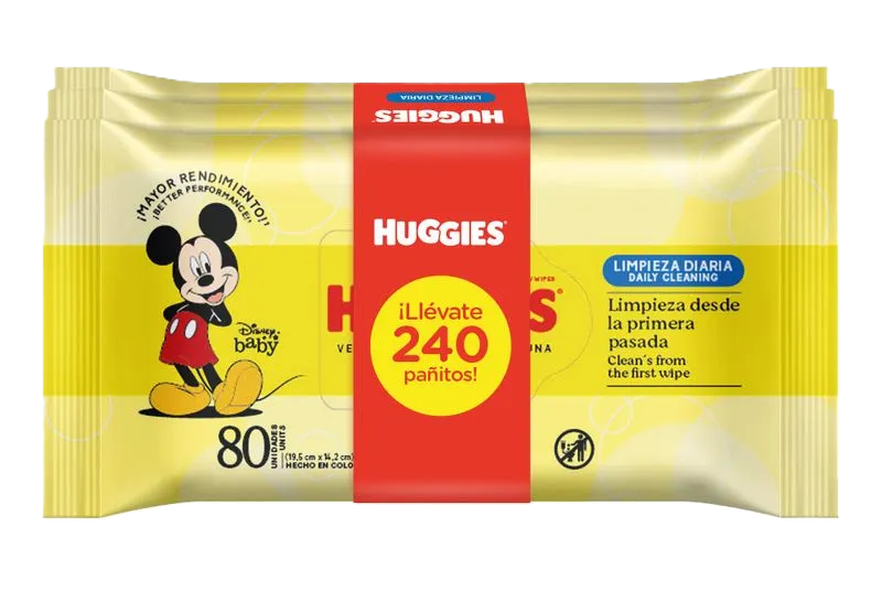 TOALLAS HUMEDAS LIMPIEZA COTIDIANA HUGGIES MANZANILLA X 80 UND