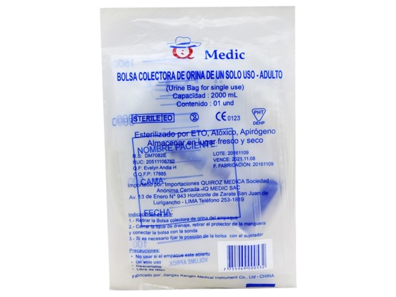 BOLSA COLECTORA DE ORINA ADULTO X 2 LT