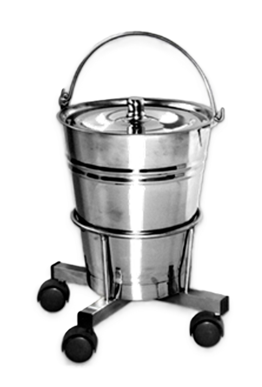 BALDE DE ACERO QUIRURGICO RODANTE DE 20 LT