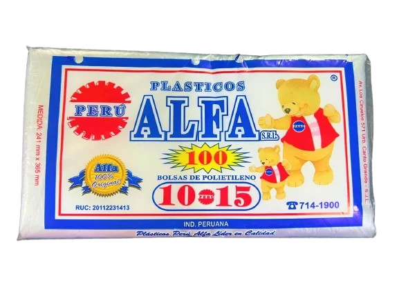 BOLSA DE PLASTICO DE 10 X 15 X 100 UND