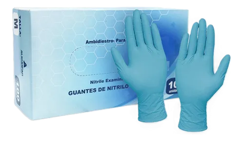 GUANTES DE NITRILO CELESTE TALLA M X 100 UND