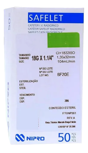 CATETER ENDOVENOSO PERIFERICO N. 18 X 50 UND