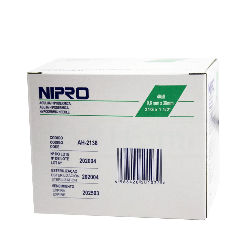 AGUJA HIPODERMICA N. 21 X 1 1/2 X 100 UND