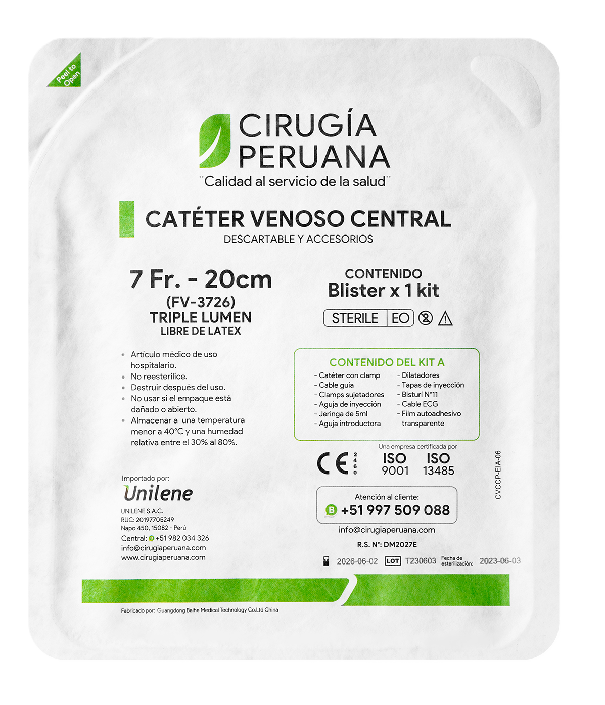 CATETER VENOSO CENTRAL 7 FR 3 LUMEN