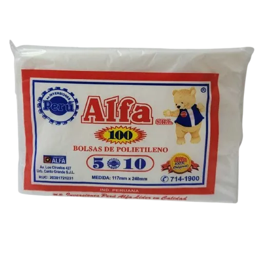 BOLSA DE PLASTICO DE 5 X 10 X 100 UND