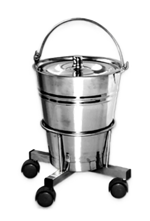 BALDE DE ACERO QUIRURGICO RODANTE DE 20 LT