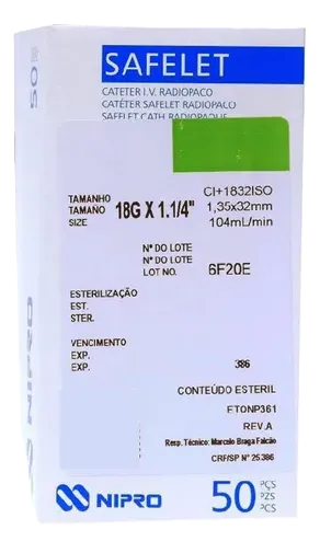 CATETER ENDOVENOSO PERIFERICO N. 18 X 50 UND
