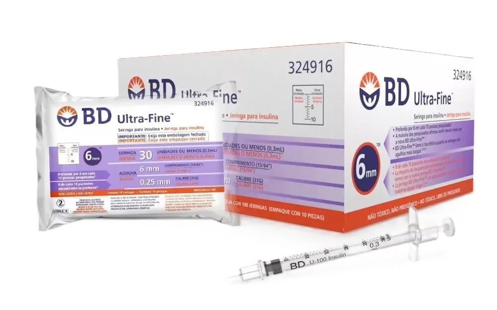 JERINGA DE INSULINA DE 0.3 ML X 100 UND