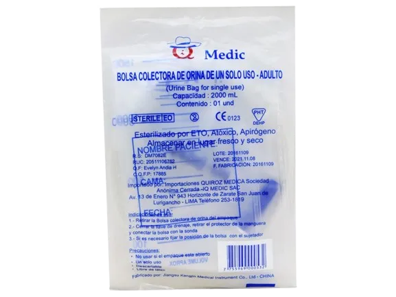 BOLSA COLECTORA DE ORINA ADULTO X 2 LT