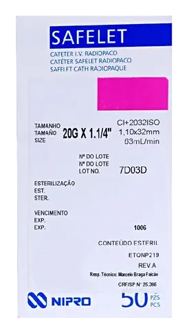 CATETER ENDOVENOSO PERIFERICO N. 20 X 50 UND