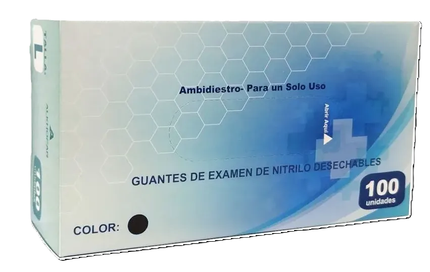 GUANTES DE NITRILO NEGRO TALLA L X 100 UND