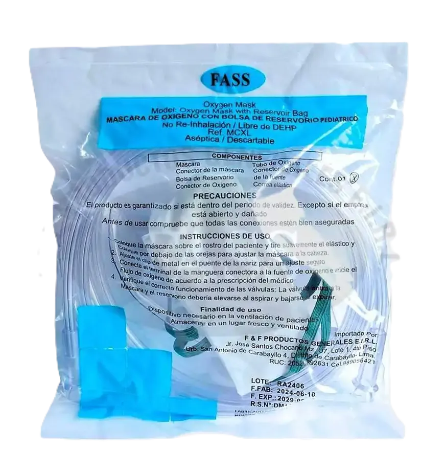 MASCARA DE OXIGENO CON RESERVORIO ADULTO