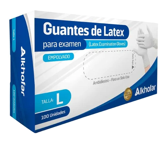 GUANTES DESCARTABLES DE LATEX TALLA L X 100 UND