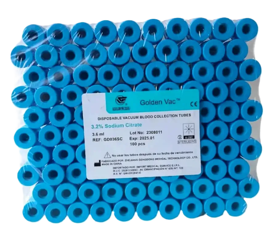 TUBO TAPA CELESTE CON CITRATO DE 3 ML AL 3.2% X 100 UND