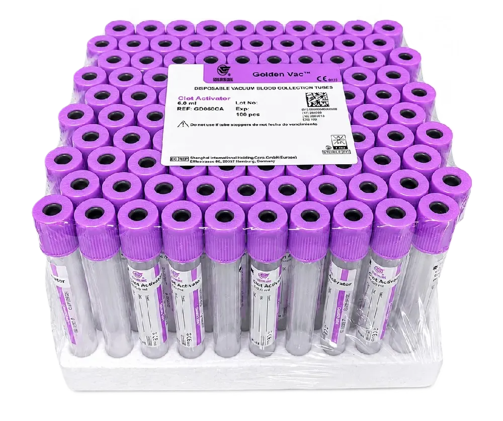 TUBO TAPA LILA EDTA K2 AL 0.5 ML DE 13 MM 75 MM X 100 UND