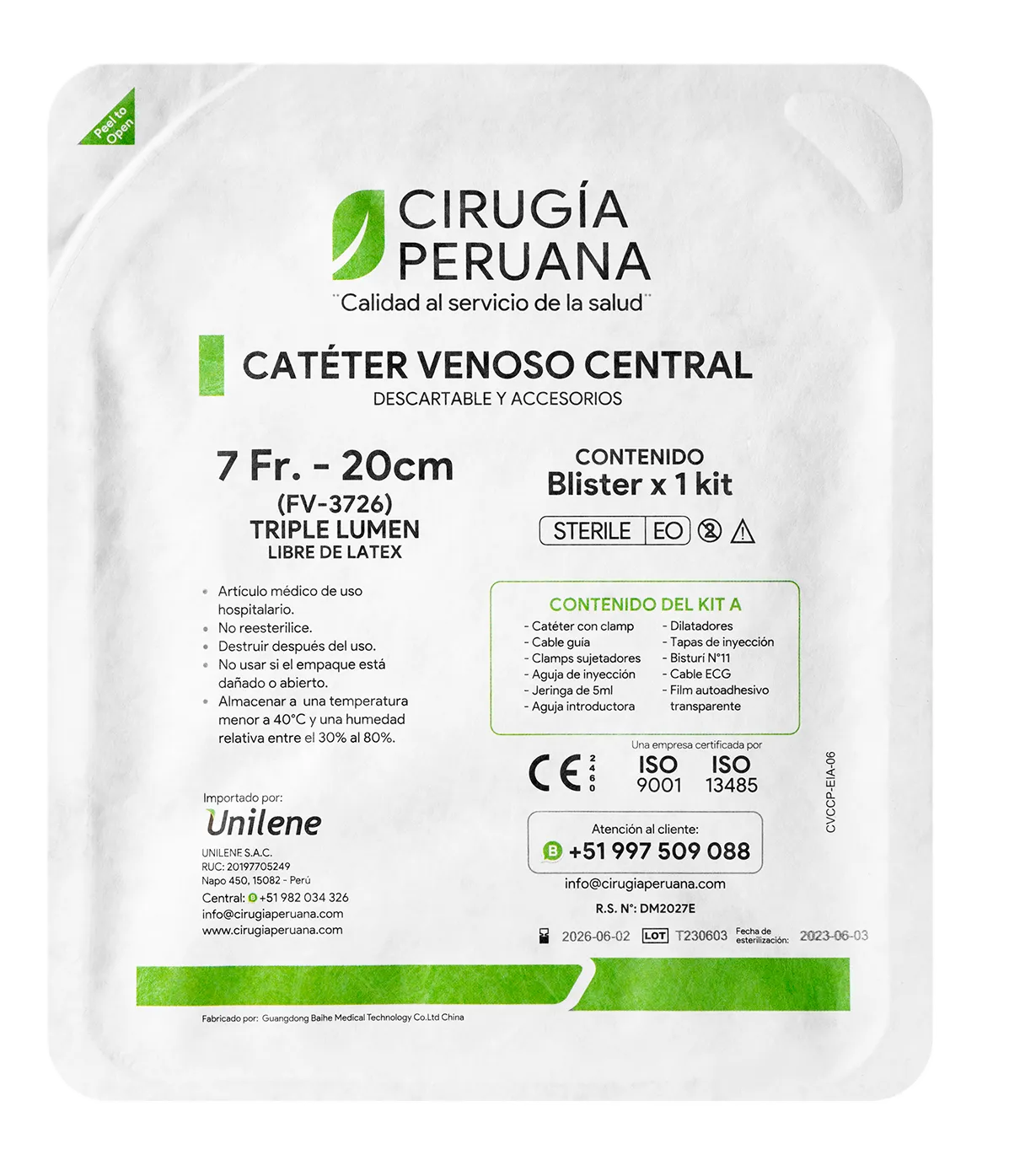 CATETER VENOSO CENTRAL 7 FR 3 LUMEN