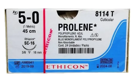 POLIPROPILENO MONOFILAMENTO AZUL 5/0 SC-16 45 CM - PROLENE