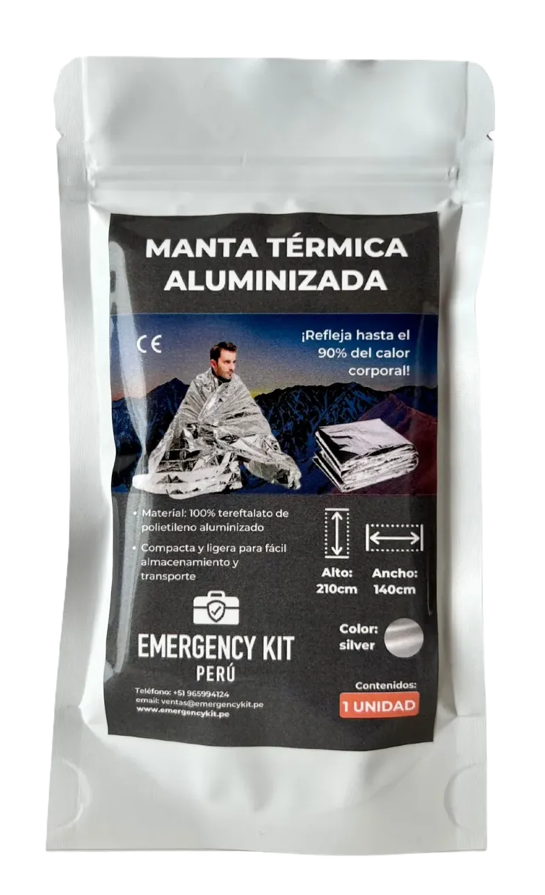MANTA TERMICA ALUMINIZADA DE 210 CM X 140 CM