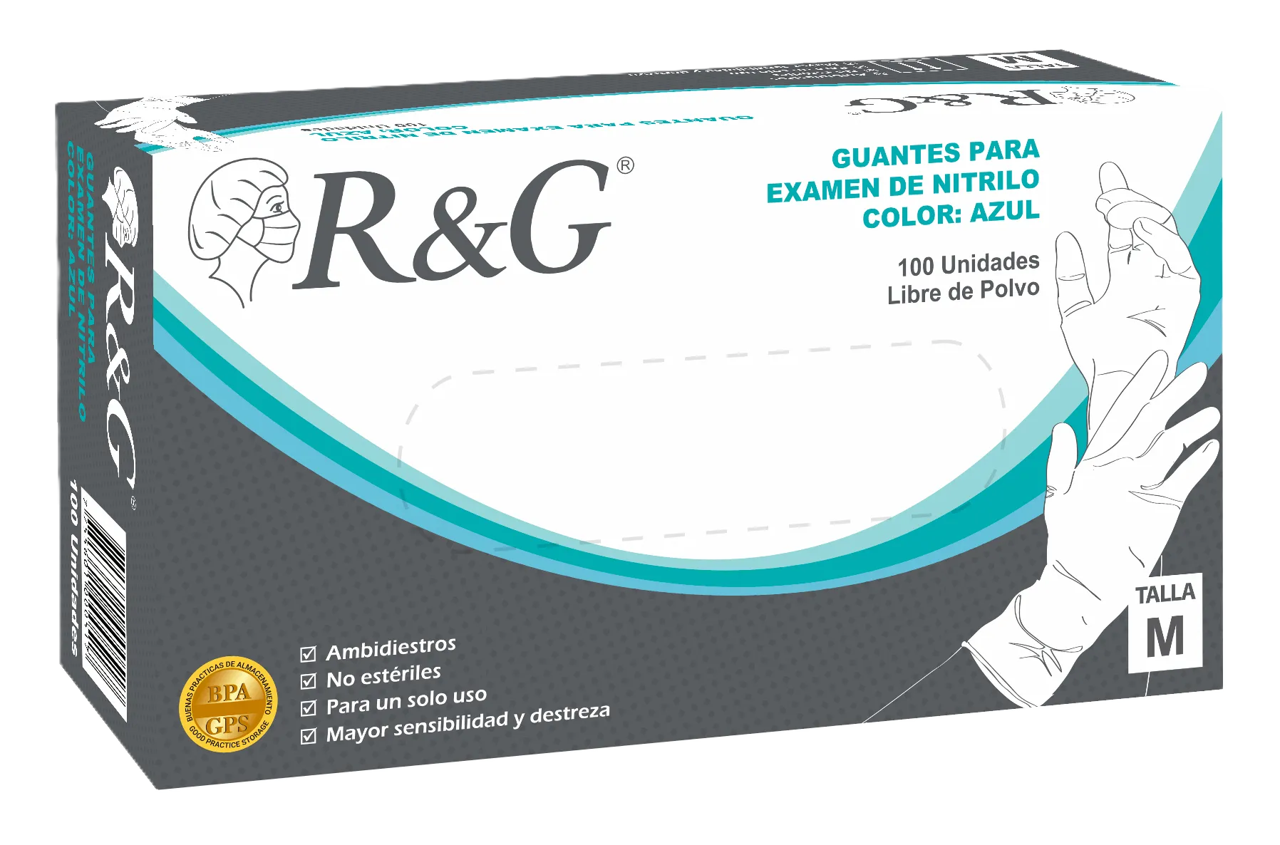 GUANTES DE NITRILO CELESTE TALLA M X 100 UND
