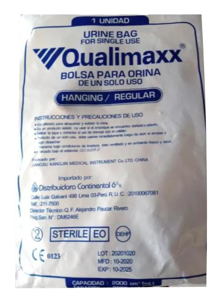 BOLSA COLECTORA DE ORINA ADULTO X 2 LT