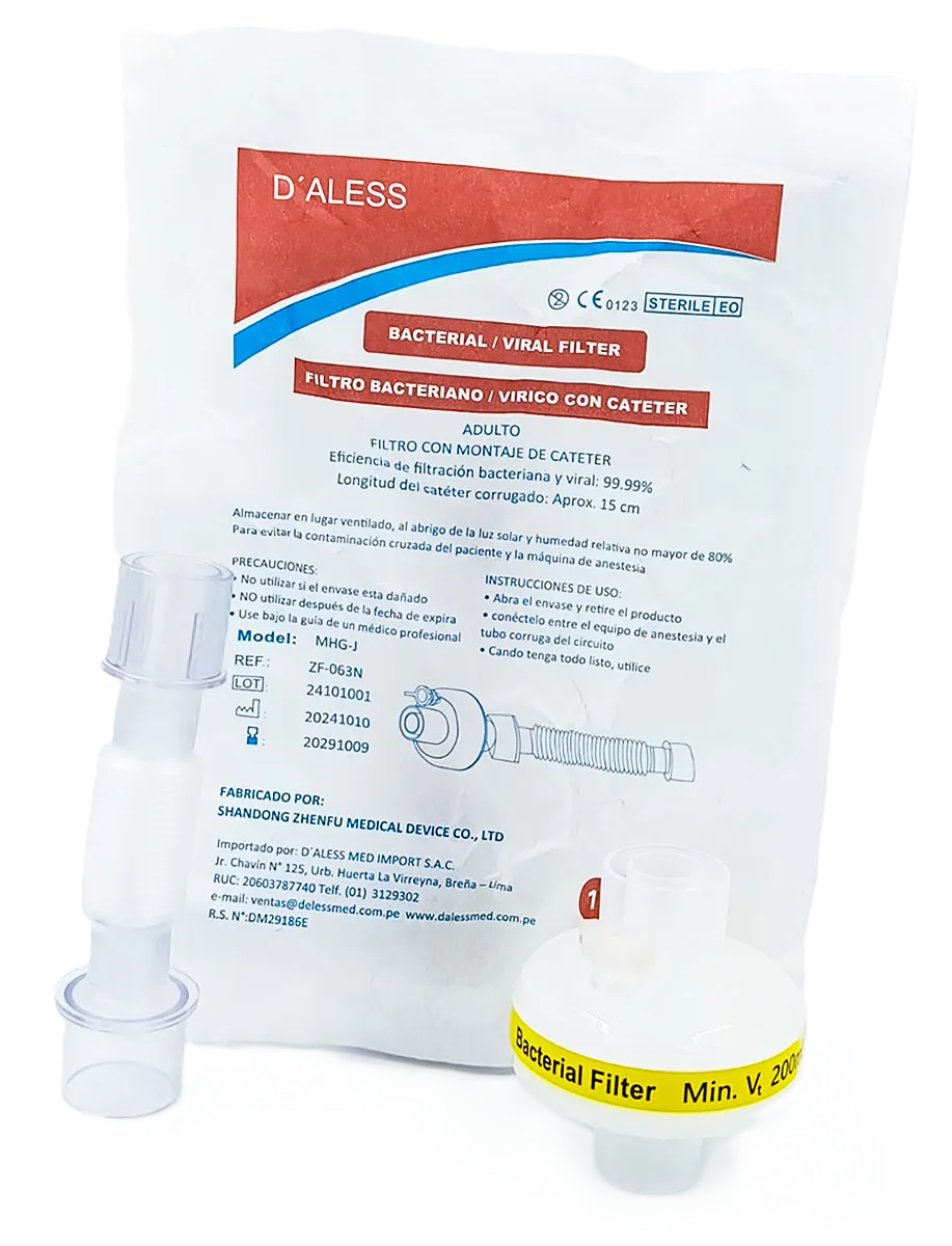 FILTRO ELECTROSTATICO ANTIVIRAL/BACTERIANO CON CATETER