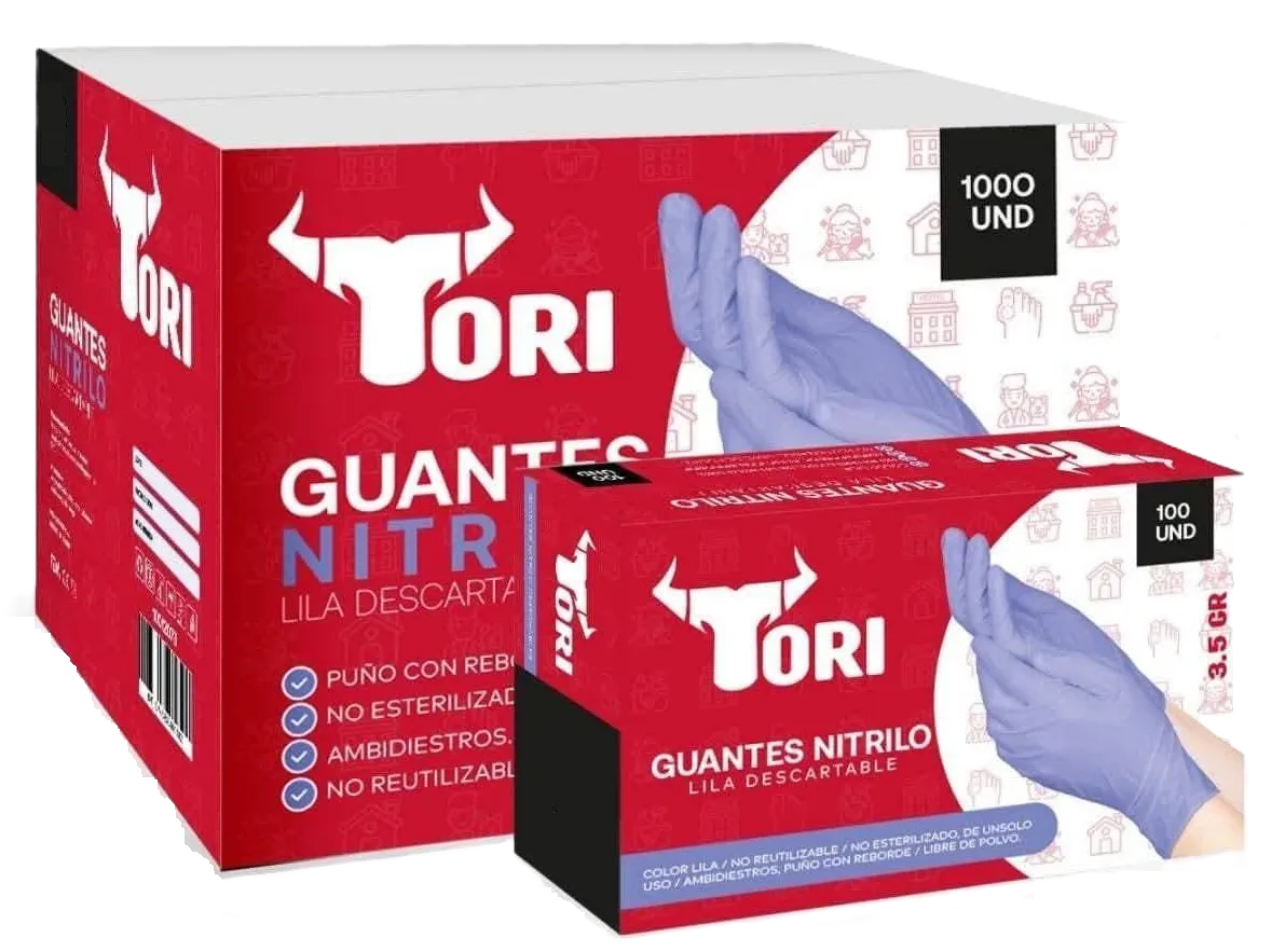 GUANTES DE NITRILO LILA TALLA M X 100 UND