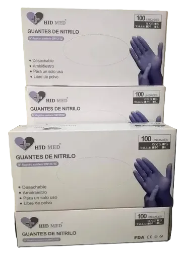 GUANTES DE NITRILO LILA TALLA XS X 100 UND