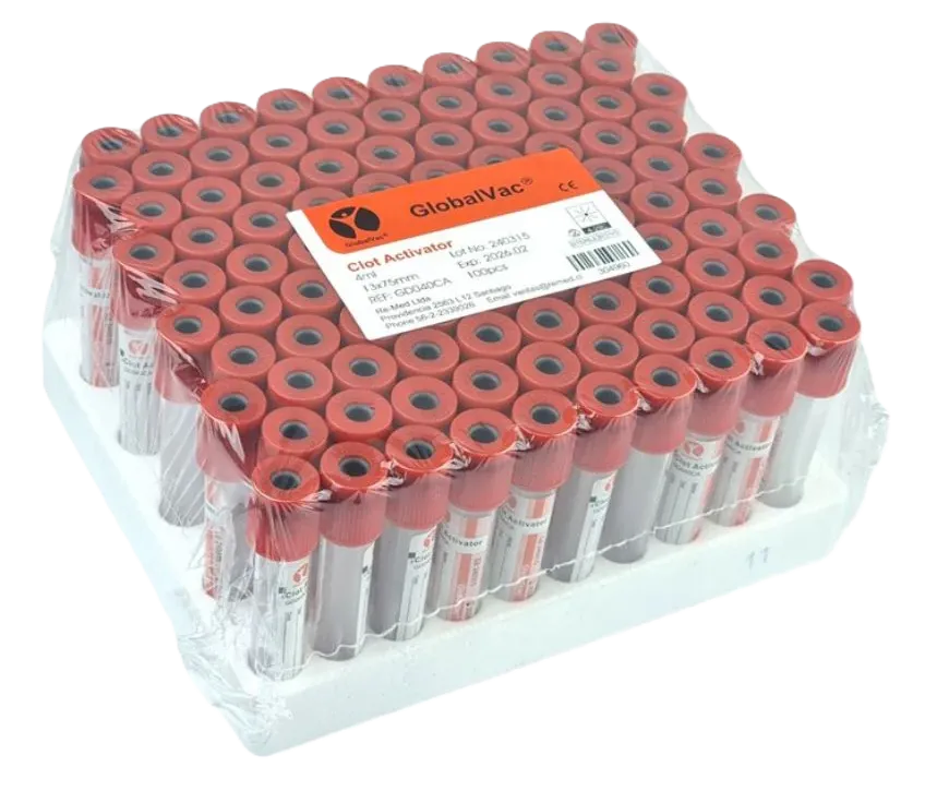TUBO TAPA ROJA PARA COAGULACION DE 6 ML X 100 UND