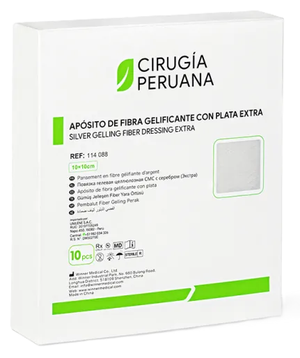 APOSITO DE FIBRA GELIFICANTE CON PLATA EXTRA DE 10 X 10 CM