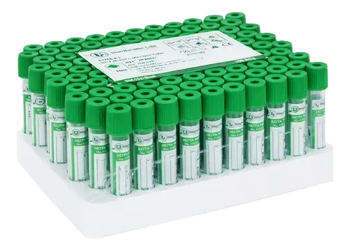 TUBO TAPA VERDE CON HEPARINA DE 4 ML 13 X 75 MM X 100 UND