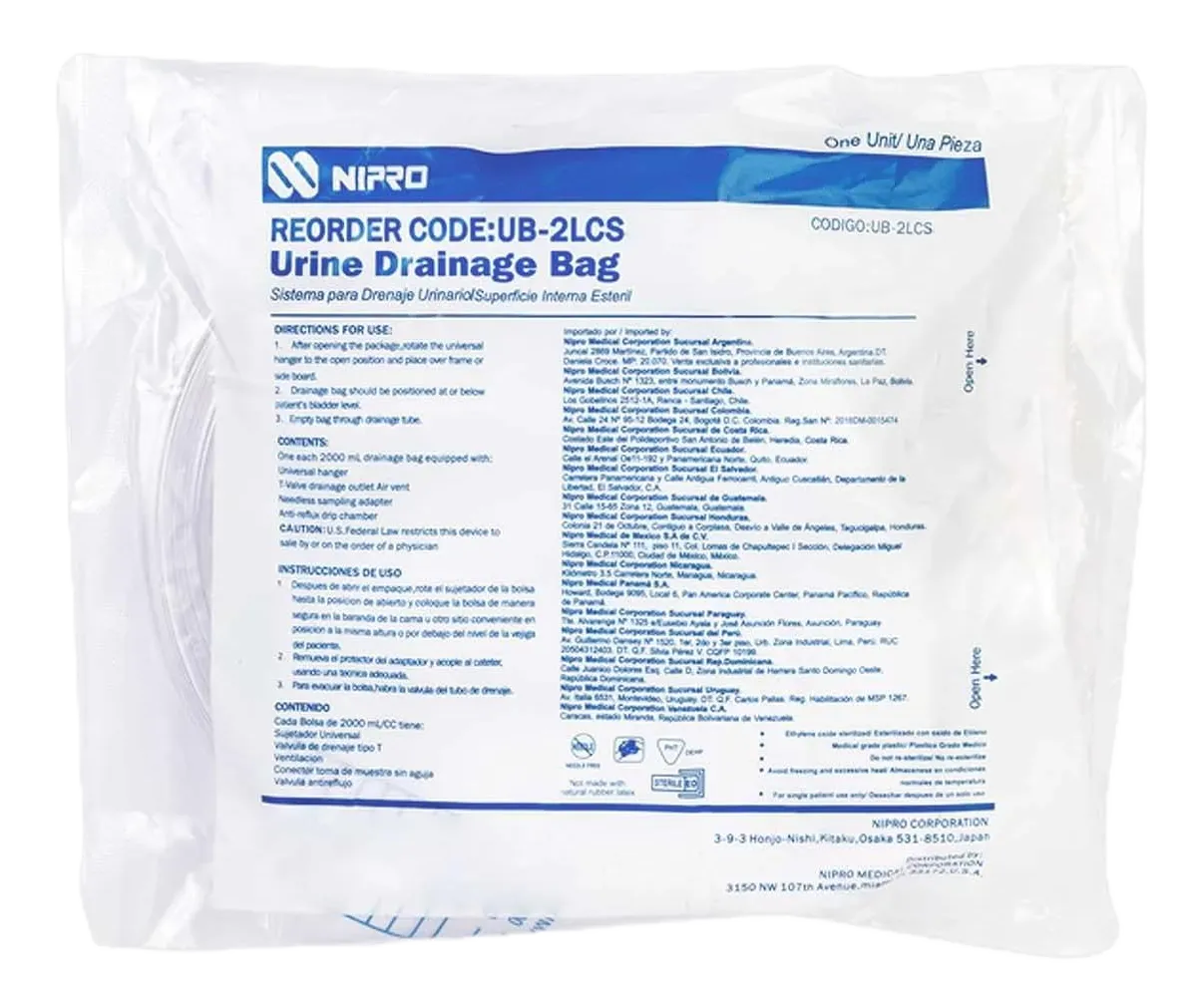 BOLSA COLECTORA DE ORINA ADULTO X 2 LT