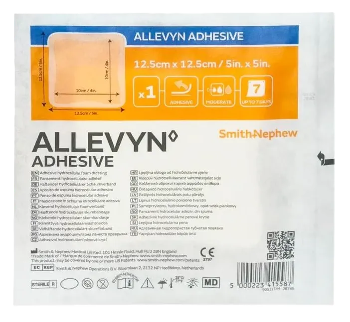 APOSITO ADHESIVO HIDROCELULAR DE 12.5 CM X 12.5 CM - ALLEVYN ADHESIVE