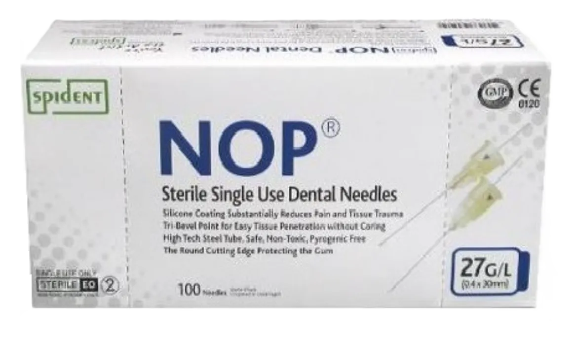 AGUJA DENTAL LARGA N. 27G X 30 MM X 100 UND