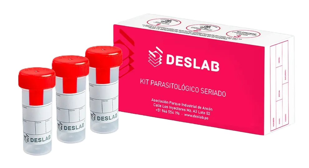 KIT PARASITOLOGICO SERIADO PARA EXAMEN DE HECES TAPA ROJA DE 30 ML X 3 UND