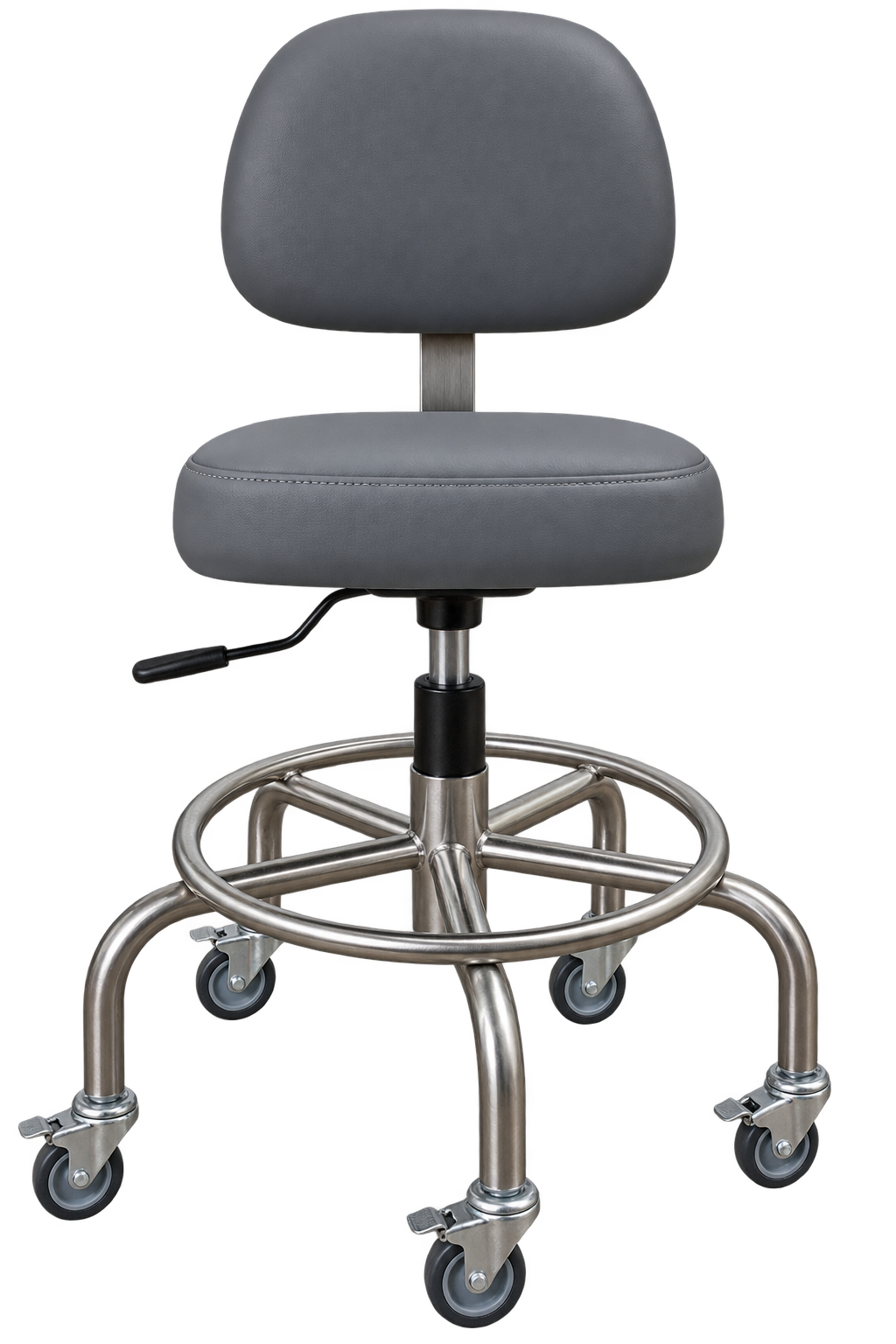 SILLA PARA CONSULTORIO DE ACERO QUIRURGICO INOXIDABLE NEGRO