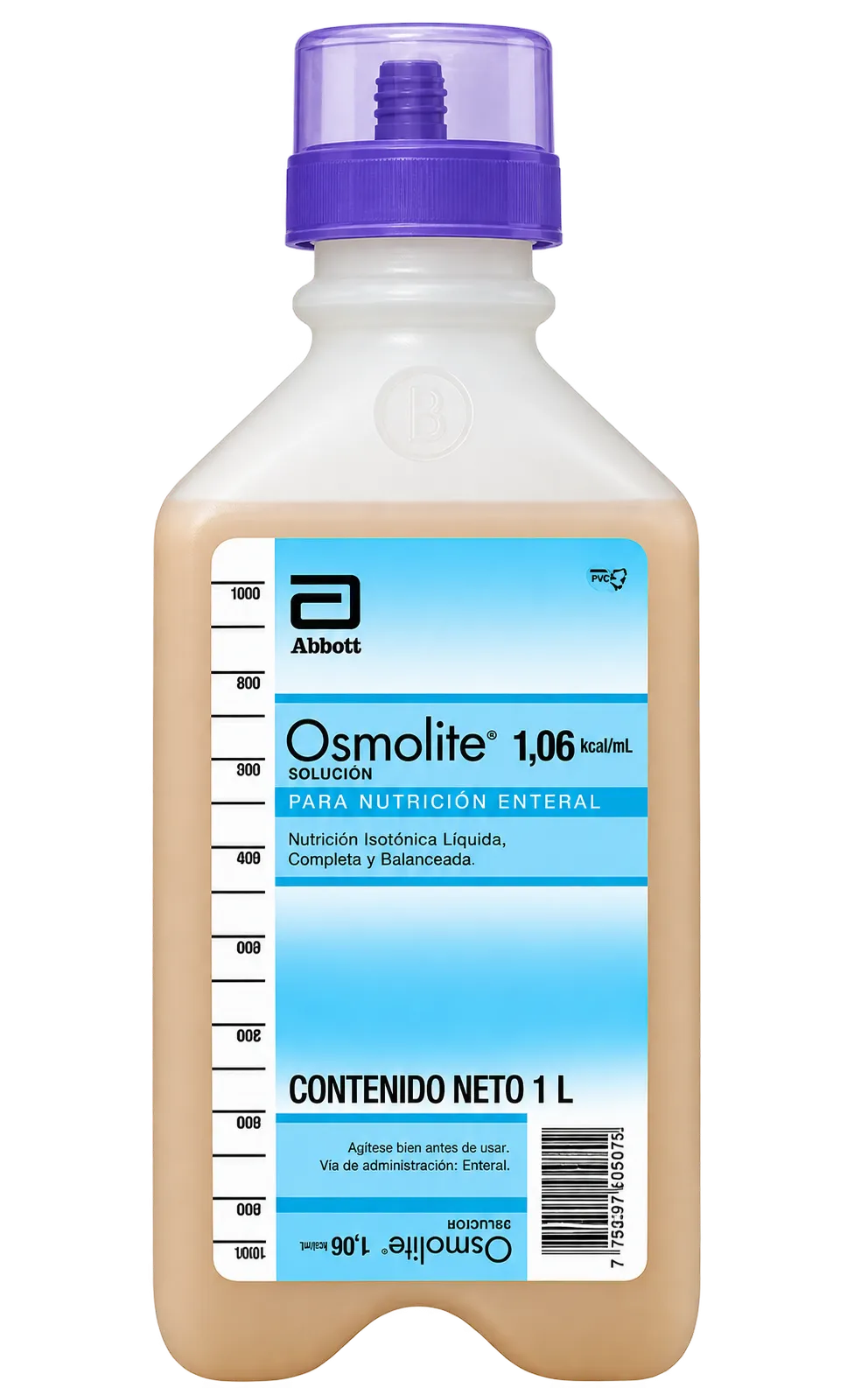 FORMULA LIQUIDA ISOTONICA ESTANDAR PARA NUTRICION POR SONDA DE 1.06 KCAL/ML X 1 LT - OSMOLITE