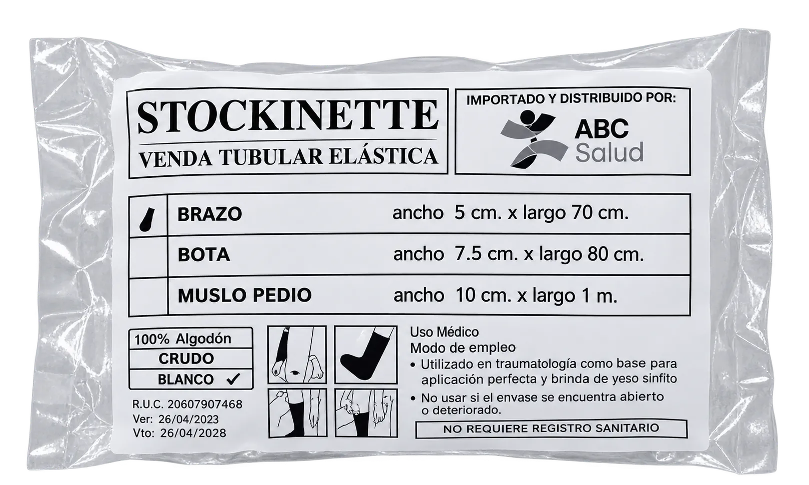 STOCKINETTE ANTEBRAQUIAL (BRAZO) DE 5 X 70 CM