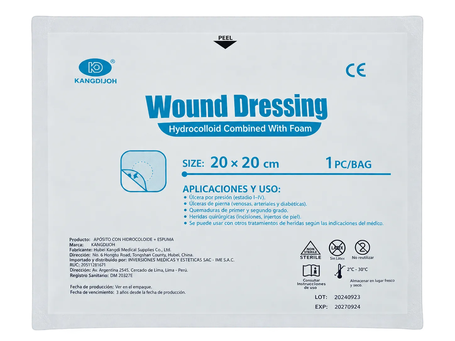 PARCHE PARA ESCARAS DE 20 X 20 CM - WOUND DRESSING