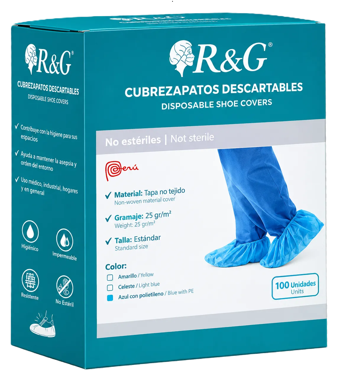 BOTAS DESCARTABLES CON ANTIDESLIZANTE EN CAJA X 100 UND