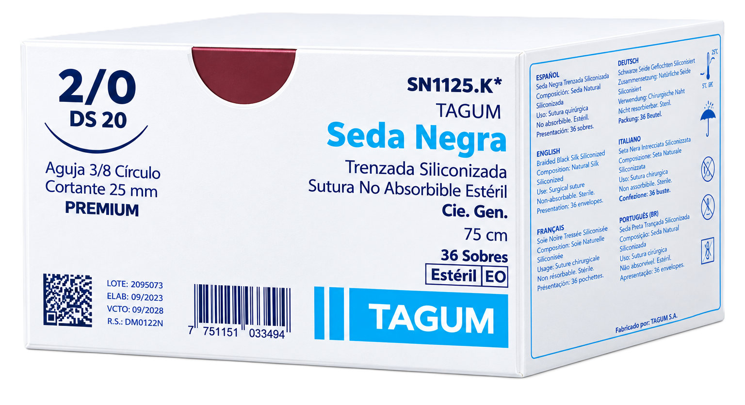 SEDA NEGRA TRENZADA 2/0 DS 20