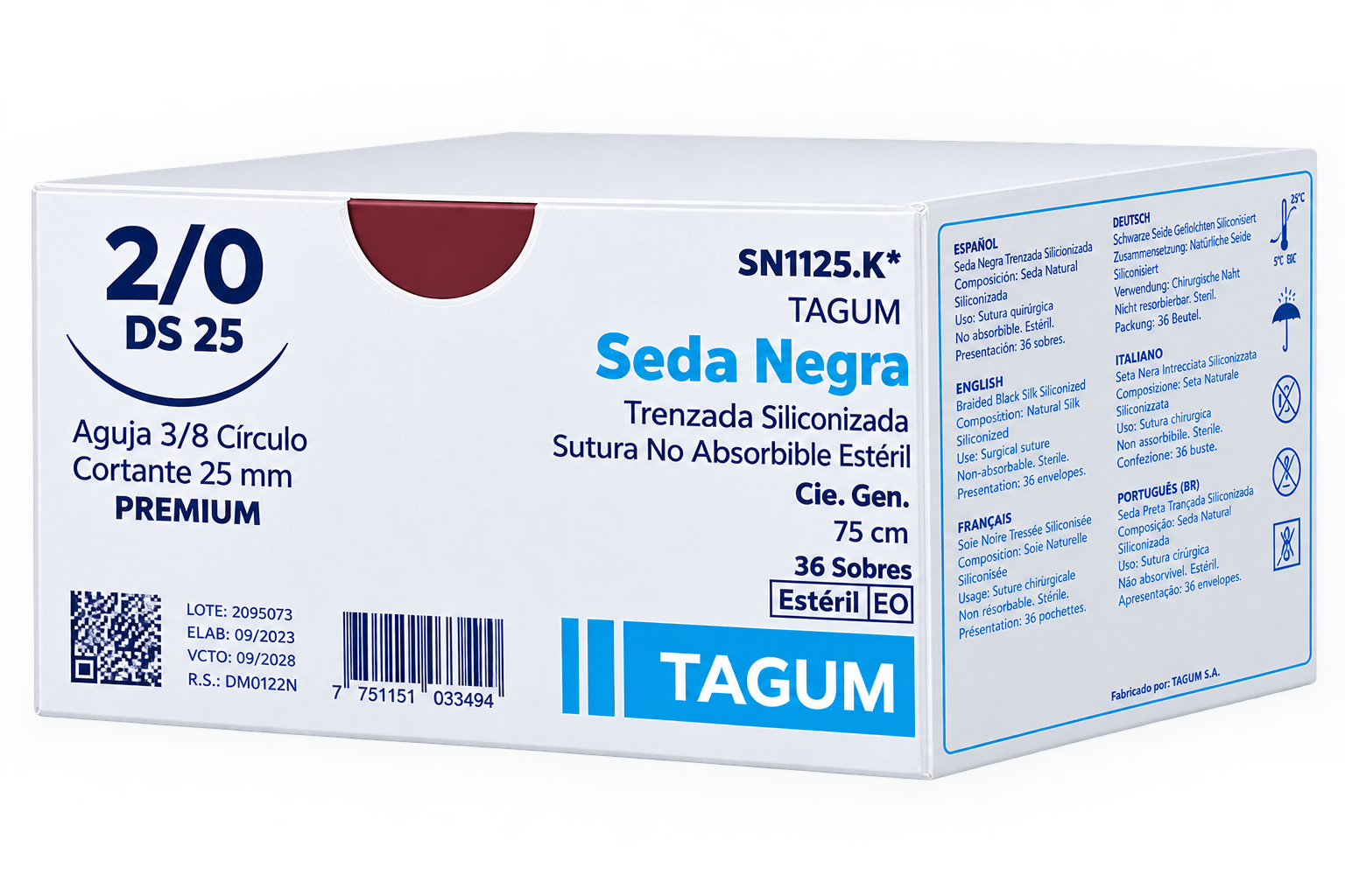 SEDA NEGRA TRENZADA 2/0 DS 25 X 24 UND