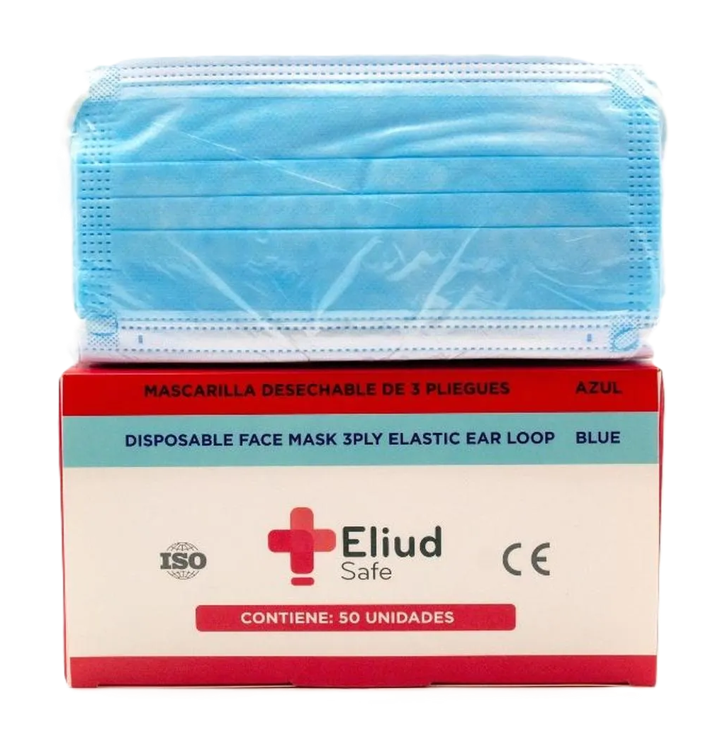 MASCARILLA TRES PLIEGUES CELESTE X 50 UND