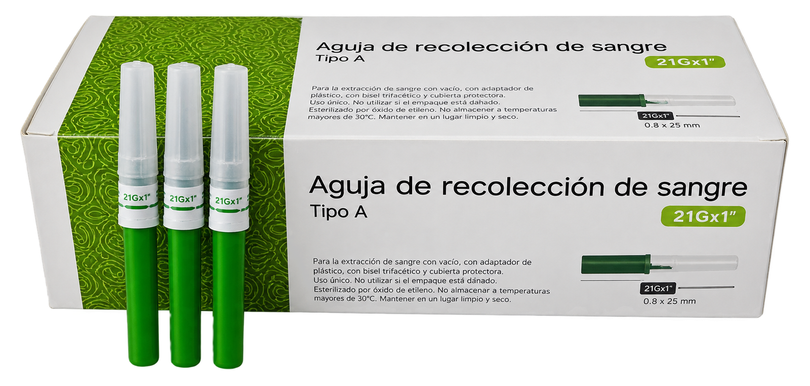 AGUJA VACUTAINER PARA LA TOMA Y RECOLECCION DE SANGRE 21G X 1 1/2 X 100 UND - ALBALAB