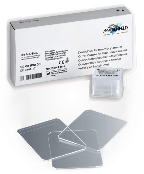 LAMINILLAS DE CAMARA NEUBAUER DE 20 X 26 X 0.4 MM X 10 UND